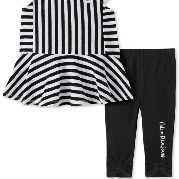 Calvin Klein Baby Girls Striped Tunic Legging Set - Picture 3 of 4